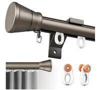Heavy Duty Wall Mounted Curtain Track for Silent Roman Shades Easy Install Drapery Rail Set with Decorative Finials 1m/3.28ft for Living Room & Bedroom Champagne Finish