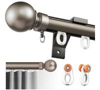 Heavy Duty Wall Mounted Curtain Track SetSilent Drapery Rail with Round Finials Easy Install 2.8m (9.2ft) for Living Room & Bedroom Elegant Champagne Color
