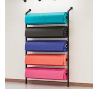 Heavy-Duty Wall-Mounted Fabric Roll Storage Rack with Adjustable Rod - Black Vinyl Spool & Tablecloth Organizer (56.3in/143cm) for Efficient Crafting & Color Change Film