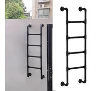 Heavy-Duty Wall-Mounted Fire Escape Ladder, 100-300cm Adjustable Black Metal, Anti-Slip Steps, 330lbs Capacity for Safe Climbing, Ideal for Trucks & Boats (120cm/47in)
