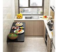 Heavy Duty Wall Mounted Folding Table Space Saving Drop Leaf Dining Desk & Shelf for Kitchen Office Laundry Room Sturdy 50x100CM Black Design