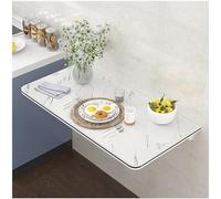 Heavy Duty Wall Mounted Folding Table - White Marble Pattern, Versatile Drop Down Desk for Laundry or Computer Use, Space-Saving Design