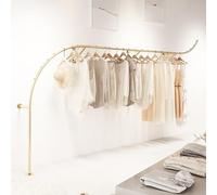 Heavy Duty Wall Mounted Gold Coat Hanger Commercial Clothing Display Stand for Retail Store & Bedroom Sturdy Metal Coat Rack & Clothes Rail for nization