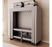 Heavy Duty Wardrobe Foldable Garment Rack with Cover, Steel Storage Organizer for Hanging Clothes, Portable Closet for Bedroom