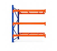 Heavy Duty Warehouse Pallet Rack System, Adjustable Selective Racking, Industrial Storage Solution, Blue Add-On Unit, 98.4"W x 48"D x 157"H, 3-Tier, Maximize Storage Efficiency & Space Optimization