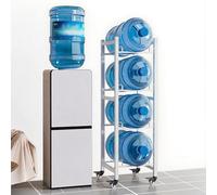 Heavy Duty Water Jug Holder with Wheels 5-Gallon Bottle Stand Space-Saving Cooler Rack for Kitchen & Office (36x35x119cm / 14.2x13.8x46.9in)