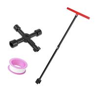 Heavy Duty Water Meter Wrench 4 Way Heavy Duty Underground Stop Waste Reinforced Steel T Handle Accessories Multifunction Utility Service Wrench