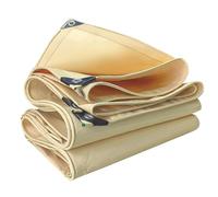 Heavy Duty Waterproof Beige Tarpaulin 2x2m 3x3m 4x4m 5x5m 500g/㎡ Thick PVC Tarp with Grommets Multipurpose Outdoor Cover for Camping Gardening and Equipment Protection (3x4m)