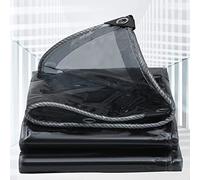 Heavy Duty Waterproof Black Tarpaulin 400g/㎡ 0.35mm Thick Transparent Tarp with Eyelets Ideal for Camping Ground Sheets Home & Garden Outdoor Use 2.5x2.5m
