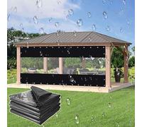 Heavy Duty Waterproof Black Transparent Tarpaulin Side Panels Clear Tarp Curtains for Gazebo 0.5mm PVC Outdoor Rain Curtains with Grommets 3.3x7.5ft
