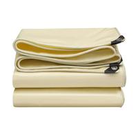 Heavy Duty Waterproof Canvas Tarpaulin 500g/m² Thick Tarp Ground Cover Sheet Durable Beige Outdoor Protection (Size: 1x1m)