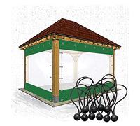 Heavy Duty Waterproof Clear Tarp Curtain - PVC Tarpaulin Panel with Buttonholes & Ball Bungee Cords for Outdoor Pergola Porch Gazebo Garden - Size 4x2.4m (13.12x7.87ft)