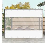Heavy Duty Waterproof Clear Tarpaulin Curtain Panel with Grommets - 0.3mm Thick 3.5x2m / 11.5x6.6ft - Perfect for Porch Pergola Balcony Outdoor Protection