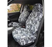 Heavy Duty Waterproof Front Pair Car Van Seat Covers - Grey Camouflage - 2 x Fronts