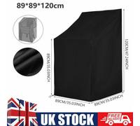 Heavy Duty Waterproof Garden Chair Stacking Cover Black 89X89X120Cm