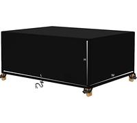 Heavy Duty Waterproof Garden Furniture Cover for 6 8 Seater Rattan Table & Chair Set Rectangular Outdoor Sofa Protector Black 173x133x88cm Weather Resistant