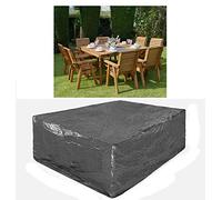 HEAVY DUTY WATERPROOF GARDEN FURNITURE COVER IN DARK GREY FOR PATIO RATTAN 6-8 SEATER TABLE SET
