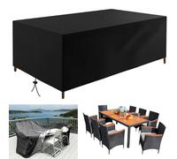 Heavy-Duty Waterproof Garden Furniture Covers 300x140x100cm - Square/Rectangular Table & Rattan Sofa Set, Windproof, UV Resistant, Durable Black Protection