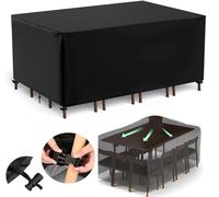 Heavy Duty Waterproof Garden Furniture Covers for Rectangular 6-8 Seater Patio Rattan Table & Chair Set 600D UV Resistant Outdoor Sofa Protector 395x275x80cm