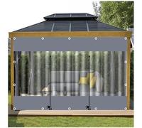 Heavy Duty Waterproof Outdoor Clear Tarp Curtains PVC Transparent Tarpaulin Side Panels with Zipper Door for Pergola Gazebo Porch - 2.5m x 3m (8.2ft x 9.8ft)