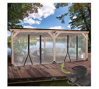Heavy Duty Waterproof Outdoor Tarp Curtains with Zipper Door 0.5mm Thick TearResistant PVC 700g/m² for Camping Fishing GardeningSize H2.3xW5m/H7.5xW16.4ft
