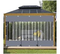 Heavy Duty Waterproof PVC Clear Tarp Curtains with Zipper Door - Transparent Tarpaulin Side Panels for Pergola Gazebo Porch - 4.2x2m (13.8x7.5ft) Outdoor Cover