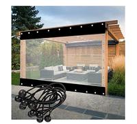 Heavy Duty Waterproof PVC Tarpaulin Panel - Transparent Outdoor Curtain with Eyelets for Pergola & Terrace, Black, 3x2m/9.8x6.5ft, Durable Side Curtains for Privacy & Protection