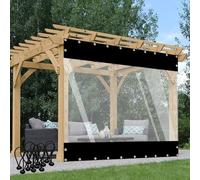Heavy Duty Waterproof PVC Tarps - Clear Outdoor Curtain, Dustproof Tarpaulin for Greenhouse, Patio, Garden, Pavilion - Black, 4.8x2.5m (15.7x8.2ft)