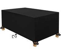Heavy Duty Waterproof Rattan Table & Chair Set Covers - 290x210x95cm Black Outdoor Patio Protector for 6-8 Seater Dining Set -Garden Furniture Cover