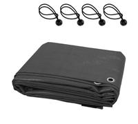 Heavy-Duty Waterproof Tarpaulin 200 GSM - 8 x 12 m Graphite Grey Tarp Cover with 4 Ball Bungees - Reinforced Eyelets Every 1 m - UV Resistant, Mould-Proof, Tear-Resistant - Multi-Purpose Outdoor Use