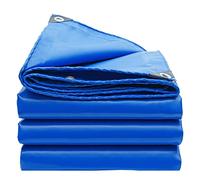 Heavy Duty Waterproof Tarpaulin 450g/m² Tent Cover Tarp for Camping, Caravan, Ground Sheet with Metal Eyelets, Sizes: 1.5x3m, 3x3m, 4x4m, 5x5m - Blue