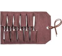 Heavy Duty Waxed Canvas Chisel Roll Bag, Multi-function Tool Bag with 10 Staggered Pockets, Leather Rope
