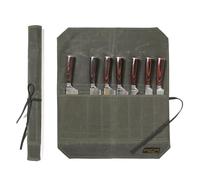 Heavy Duty Waxed Canvas Knife Roll Bag, Portable Chef Knife Bag, Waterproof and Durable (Army Green)