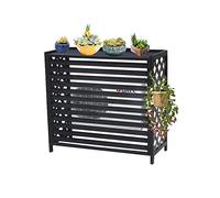 Heavy Duty Weatherproof Air Conditioner Cover for Outdoor Units Solid Wood Plant Support & Protective Grills Central AC Shutters in Black & White Options
