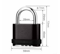 Heavy-Duty Weatherproof Combination Padlock with Anti-Cut and Anti-Pry Design for Outdoor Security, Zinc Alloy Construction, Double-Bolt Locking Mechanism(A)