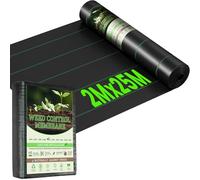 Heavy Duty Weed Control Membrane 2Mx25M,Durable&Air and Water Permeability Weed Suppressant Membrane, Effectively Control Weeds, Woven Roll Ground Cover for Patios, Garden, Flower beds, Landscaping