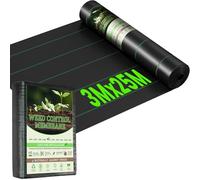 Heavy Duty Weed Control Membrane 3Mx25M,Durable&Air and Water Permeability Weed Suppressant Membrane, Effectively Control Weeds, Woven Roll Ground Cover for Patios, Garden, Flower beds, Landscaping