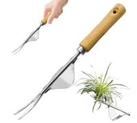 Heavy Duty Weed Puller V-Shaped Forks with Long Handle Manual Uprooting Weeder Tool for Deeper Root Removal and Easy Weed Pulling Gardening Tool