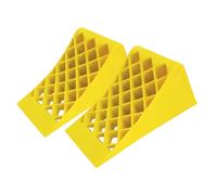 Heavy Duty Wheel Chock with Anti-Slip Steel Base - Yellow | 39x 17CM Inch Honeycomb Plastic Parking Block with Handle | Non-Slip Tire Stop for Cars, Trucks, Trailers, Commercial Vehicles - Set of 2