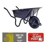Heavy Duty WHEELBARROW Garden Builders ALL Metal with Tip & Pneumatic Wheel