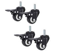 Heavy duty wheels 4 Pcs 1.5 Inch Swivel Caster Wheels Furniture Castors Polyurethane Castor Wheel Threaded Stem Mount Industrial Castors with Bra (One Colo
