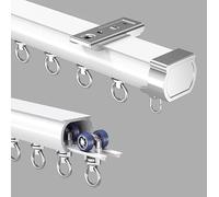 Heavy Duty White Curtain Track SystemExtra Thick Metal Single Rail with Smooth Silent Rollers21.3ft Ceiling Mount Sliding Track for Curtains & Drapes Easy Installation