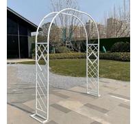 Heavy-Duty White Garden Rose Arch Trellis for Climbing Plants & Vines, Adjustable Metal 6x7.5ft to 11.8x7.5ft, Elegant Outdoor Decor