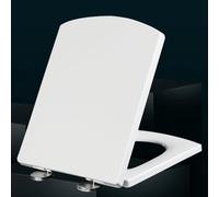 Heavy-Duty White Plastic Toilet Seat with Soft-Close Hinges and Adjustable Dimensions(34.5 * 43cm)