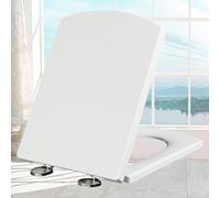 Heavy-Duty White Plastic Toilet Seat with Soft-Close Hinges and Adjustable Dimensions(37 * 47cm)
