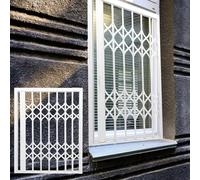 Heavy Duty White Security Bars for French Doors and Sliding Windows Folding Metal Grids Prevent Theft 70cm x 180cm