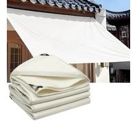 Heavy Duty White Waterproof Tarpaulin 500g/m² Poly Tarp with Eyelets, Multi-purpose Canvas Patio Cover & Ground Sheet for Outdoor Camping(1.2x1.2m(3.9ftx3.9ft))