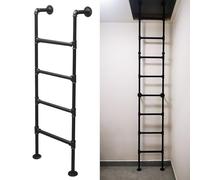 Heavy-Duty Window Well Ladder, Wall-Mounted Metal Attic Ladder with Non-Slip Climbing Rungs for Bunk Beds, Libraries, and Terraces