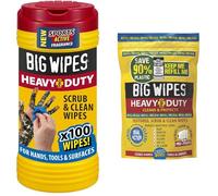 Heavy Duty Wipes Cleaning Big Wipes Tub of 100 & Refill Super Absorbent