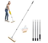 Heavy Duty Wire Broom Set 30CM Floor Brush & Crevice Brush, Weed Moss Grout Remover Patio Brushes with 160CM Sectional Handle Stiff Metal Bristle Outdoor Scrubbing Brushes for Driveway Path Paver Deck